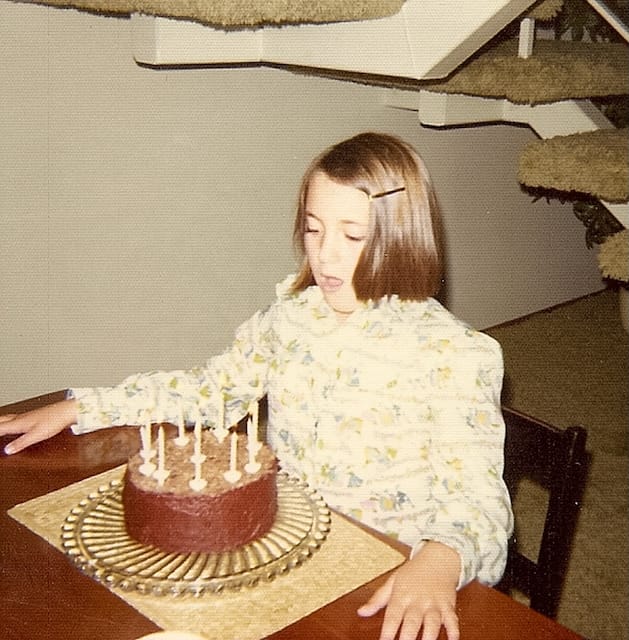 A picture of me on my tenth birthday. My grandmother made the BEST German chocolate cakes.